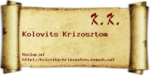 Kolovits Krizosztom névjegykártya